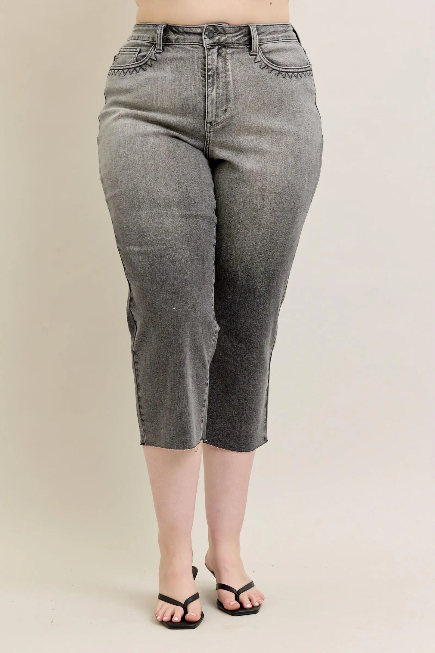 Judy Blue Full Size Wide Leg Capris Jeans Plus Size - Blu Lotus Boutique