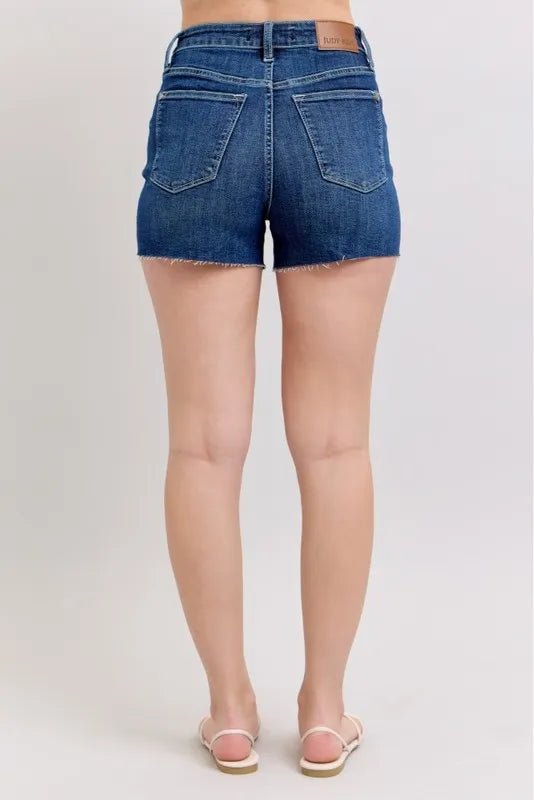Judy Blue High Waist Criss - Cross Waistband Denim Shorts - Blu Lotus Boutique