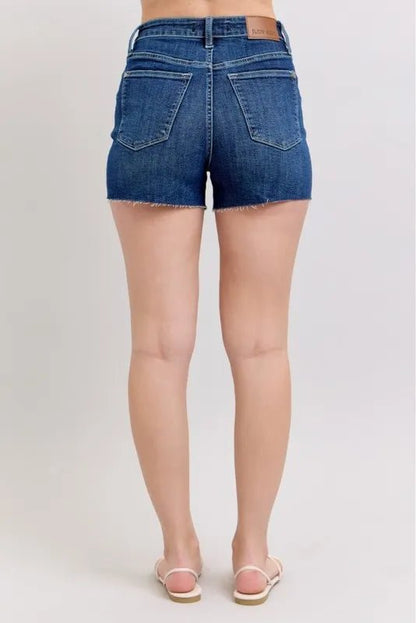 Judy Blue High Waist Criss - Cross Waistband Denim Shorts - Blu Lotus Boutique