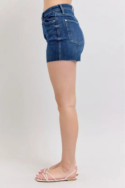 Judy Blue High Waist Criss - Cross Waistband Denim Shorts - Blu Lotus Boutique