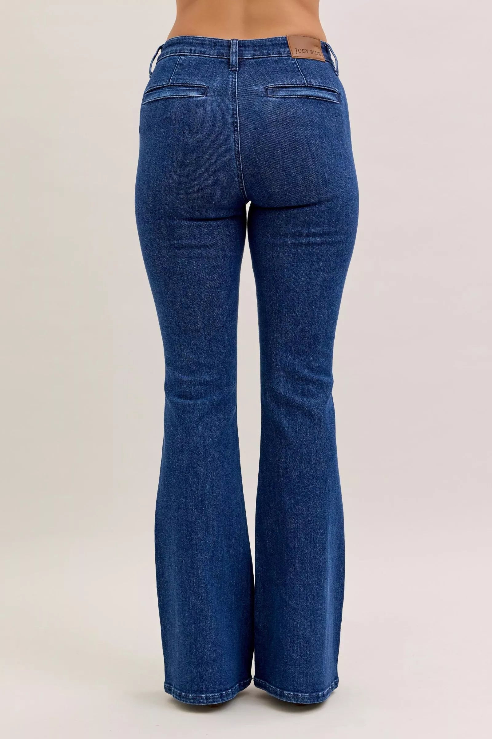 Judy Blue High Waist Flare Jeans with Front Patch Pockets - Blu Lotus Boutique
