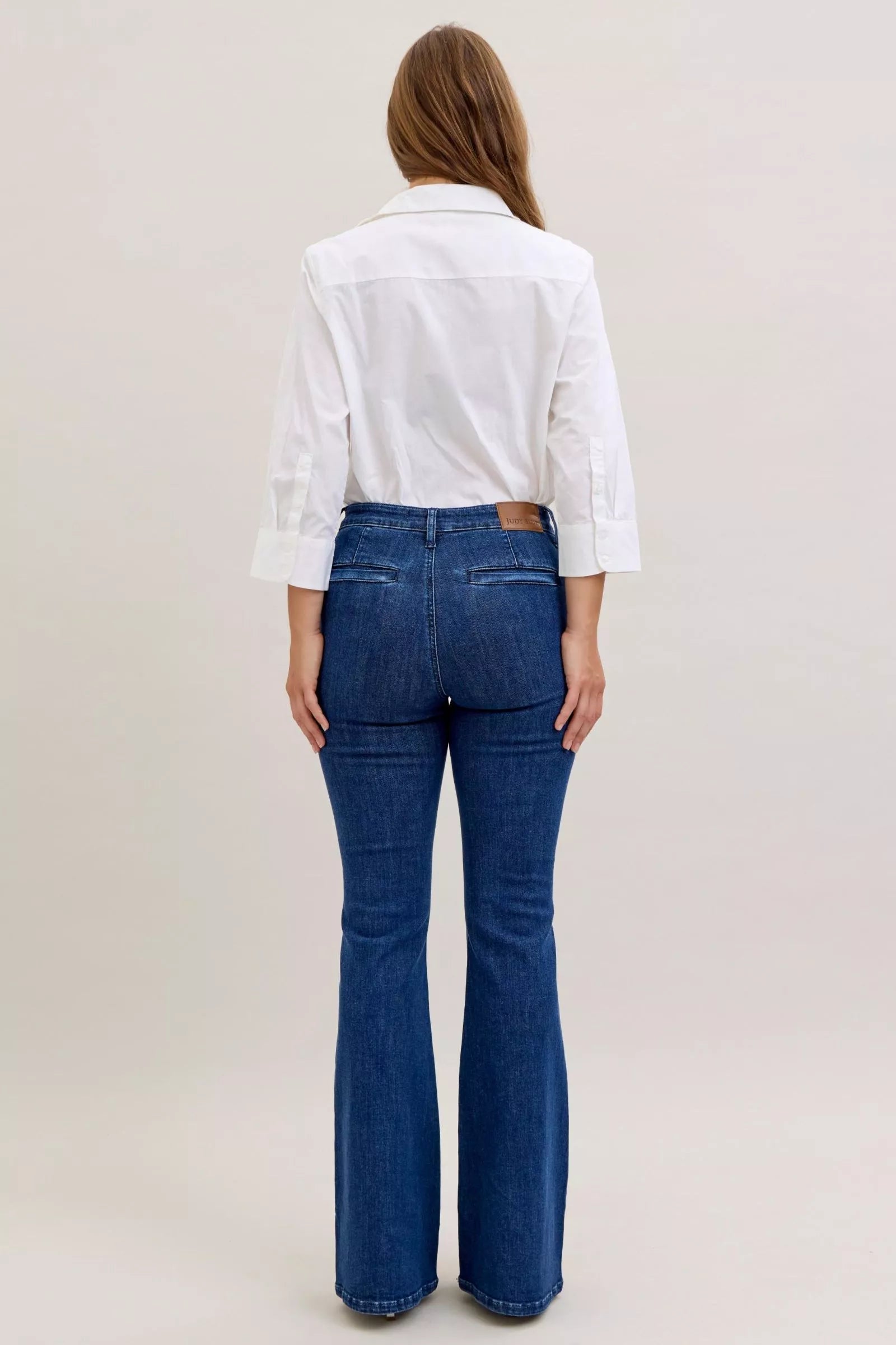 Judy Blue High Waist Flare Jeans with Front Patch Pockets - Blu Lotus Boutique