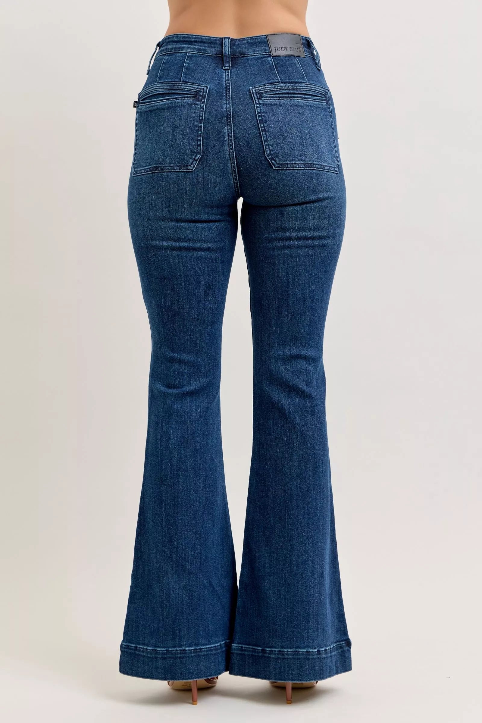 Judy Blue High - Waisted Flare Jeans with Front Pockets - Blu Lotus Boutique