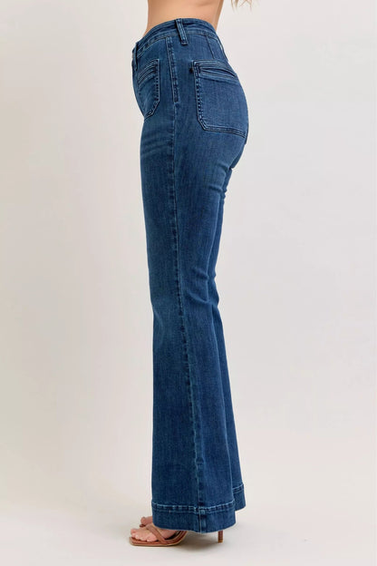 Judy Blue High - Waisted Flare Jeans with Front Pockets - Blu Lotus Boutique