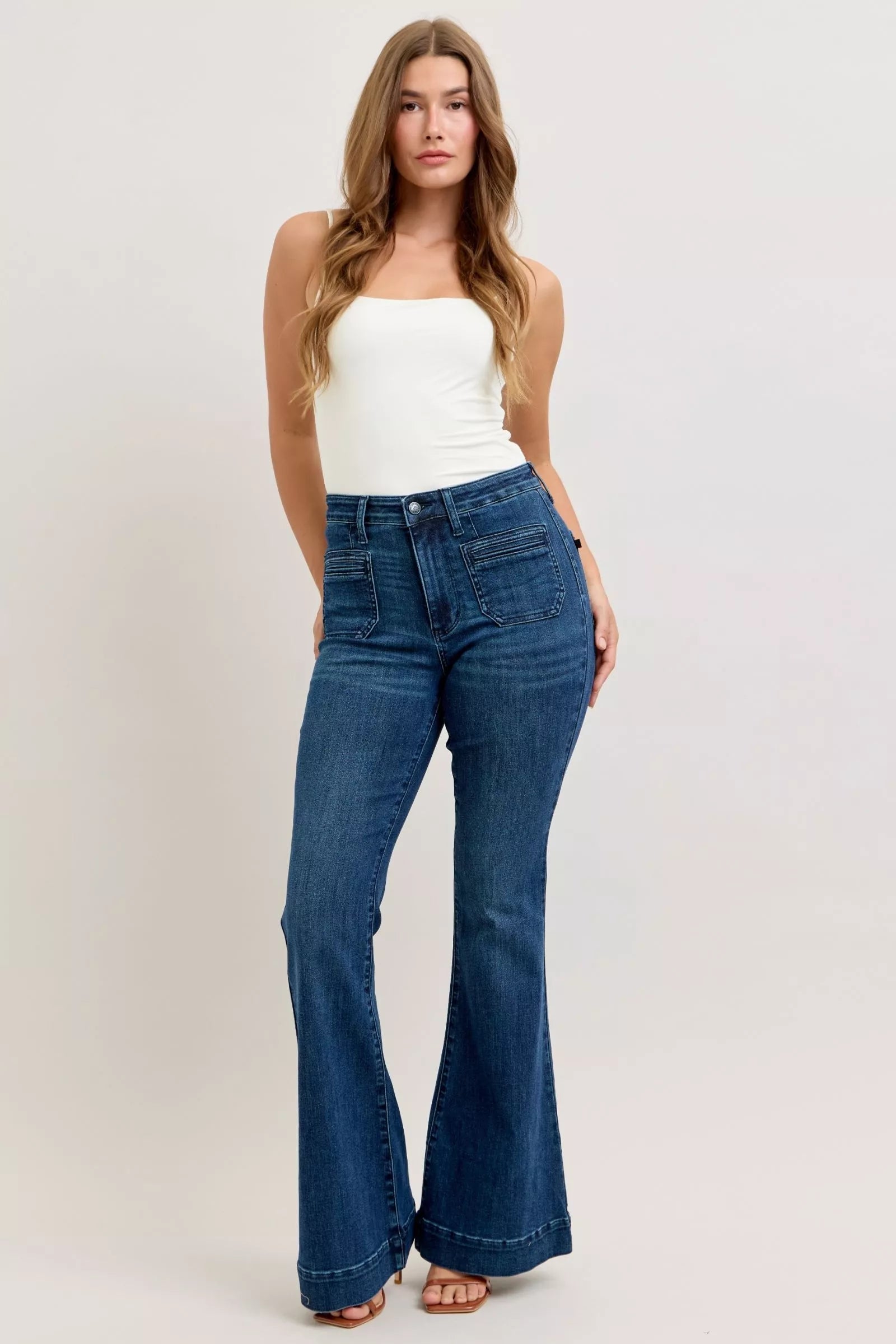 Judy Blue High - Waisted Flare Jeans with Front Pockets - Blu Lotus Boutique