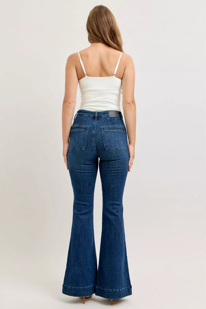 Judy Blue High - Waisted Flare Jeans with Front Pockets - Blu Lotus Boutique