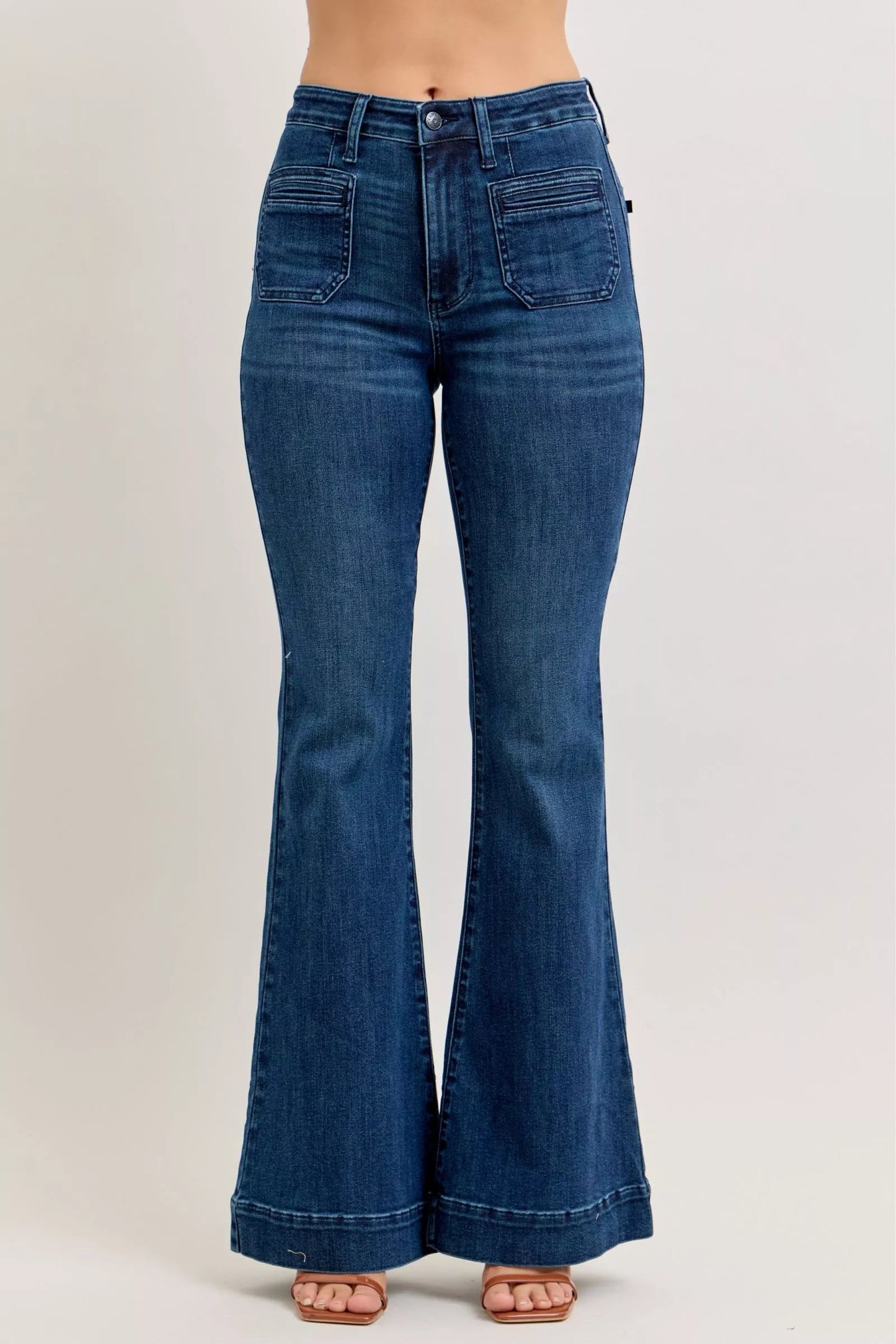Judy Blue High - Waisted Flare Jeans with Front Pockets - Blu Lotus Boutique