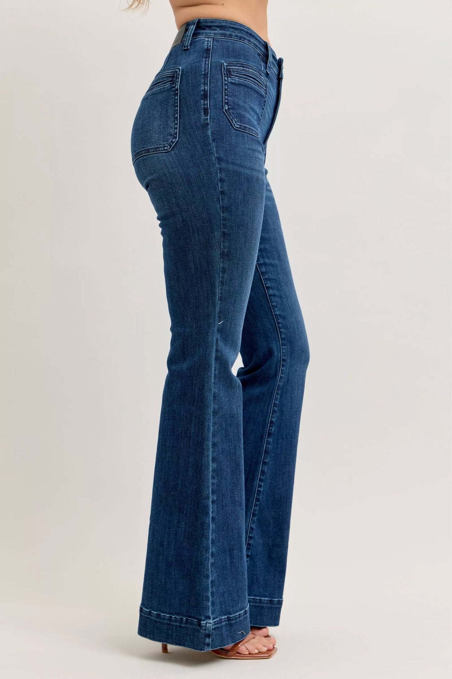 Judy Blue High - Waisted Flare Jeans with Front Pockets - Blu Lotus Boutique