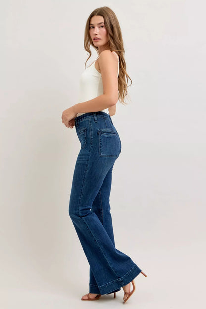 Judy Blue High - Waisted Flare Jeans with Front Pockets - Blu Lotus Boutique