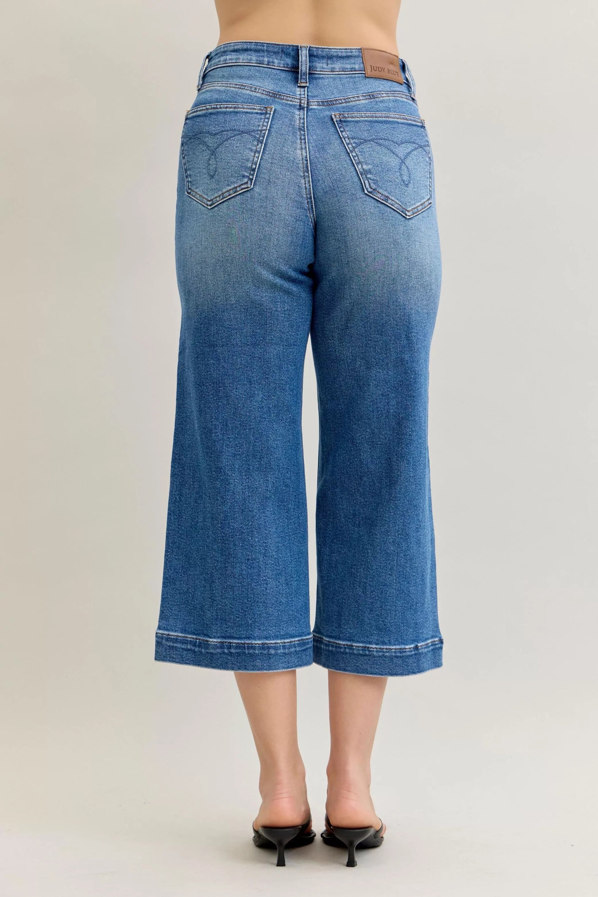 Judy Blue Mid Rise Crop Wide Leg Jeans - Blu Lotus Boutique