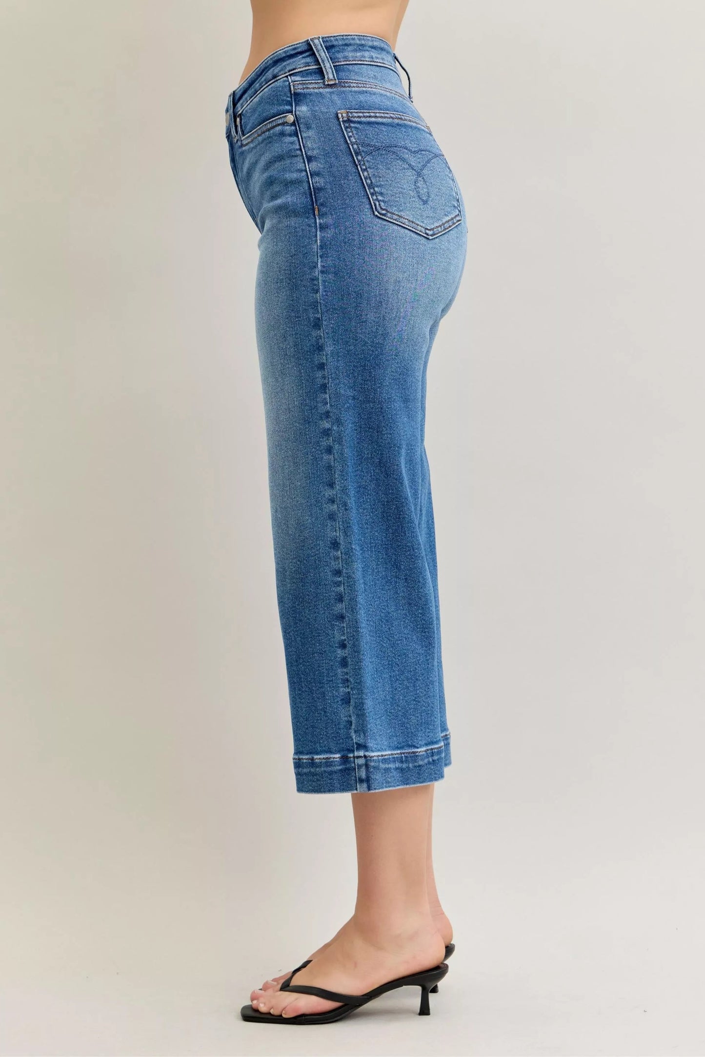 Judy Blue Mid Rise Crop Wide Leg Jeans - Blu Lotus Boutique