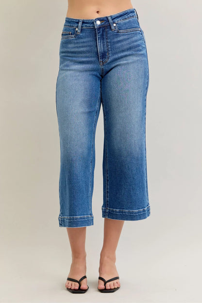 Judy Blue Mid Rise Crop Wide Leg Jeans - Blu Lotus Boutique