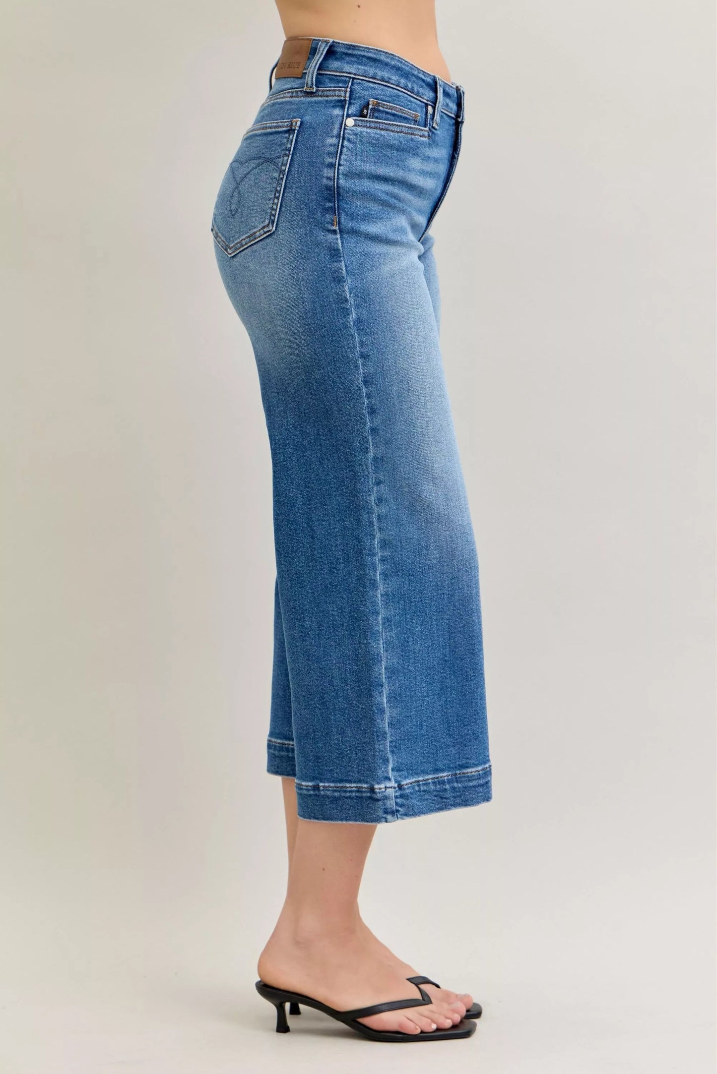 Judy Blue Mid Rise Crop Wide Leg Jeans - Blu Lotus Boutique