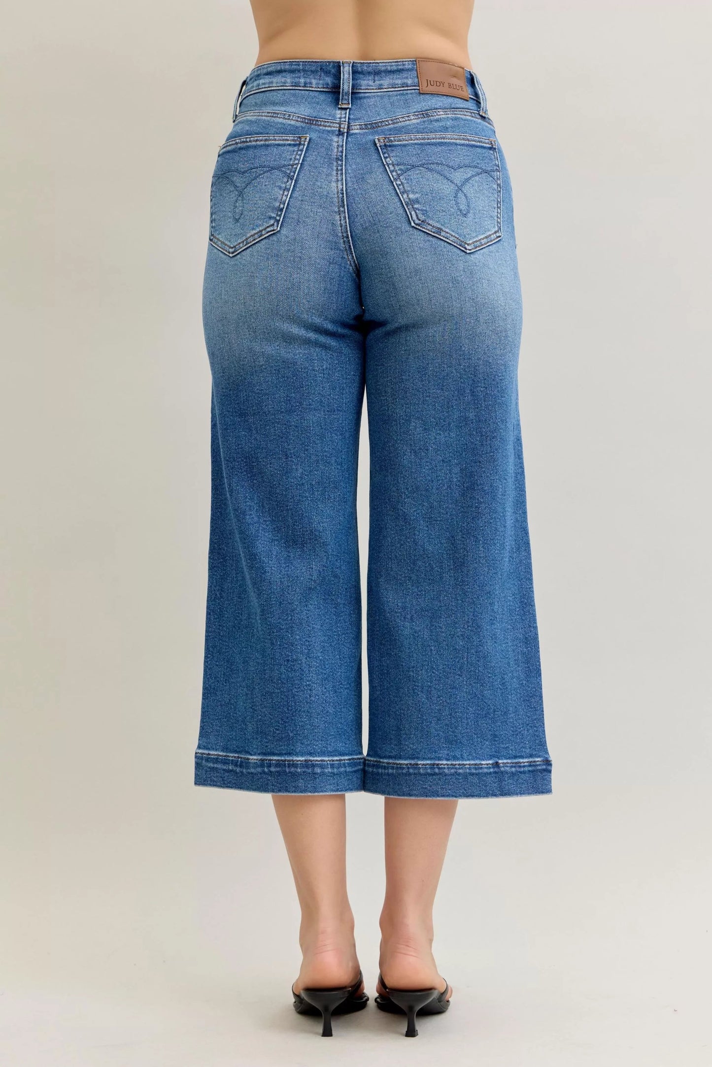 Judy Blue Mid Rise Crop Wide Leg Jeans - Blu Lotus Boutique