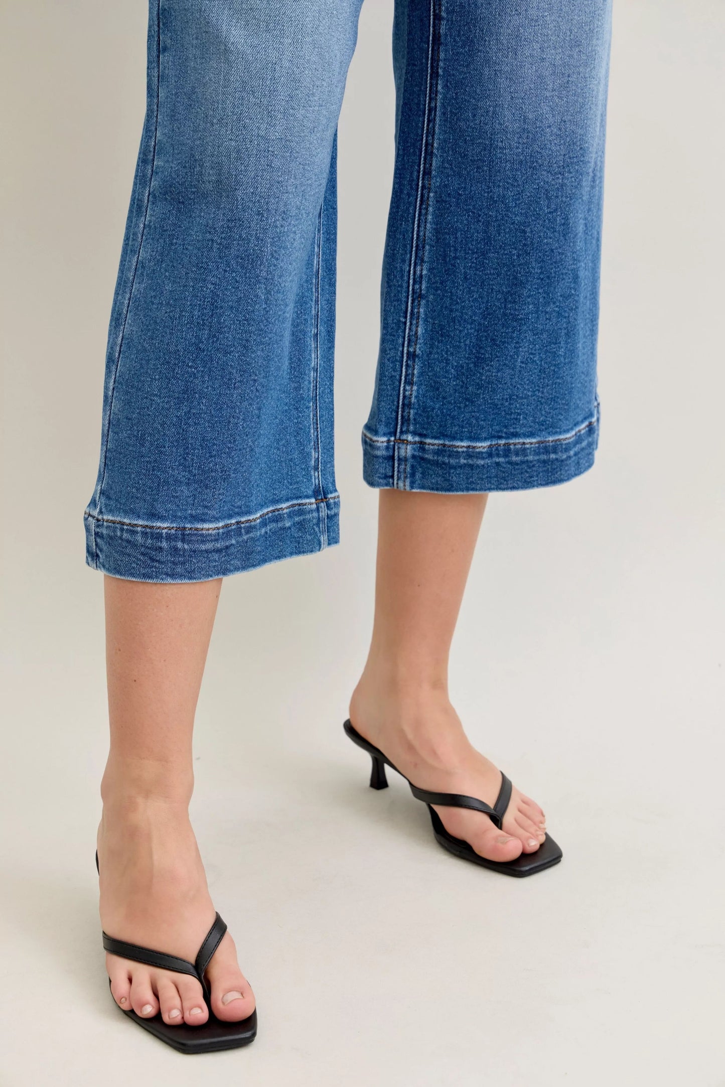 Judy Blue Mid Rise Crop Wide Leg Jeans - Blu Lotus Boutique