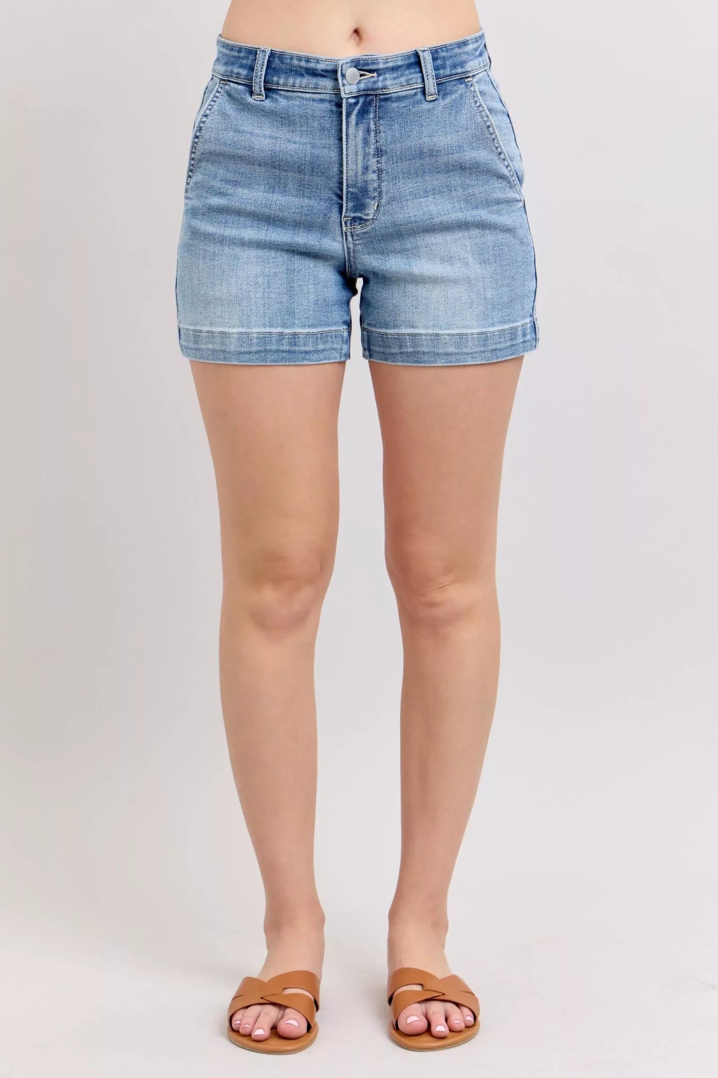 Judy Blue Mid Rise Denim Shorts - Blu Lotus Boutique
