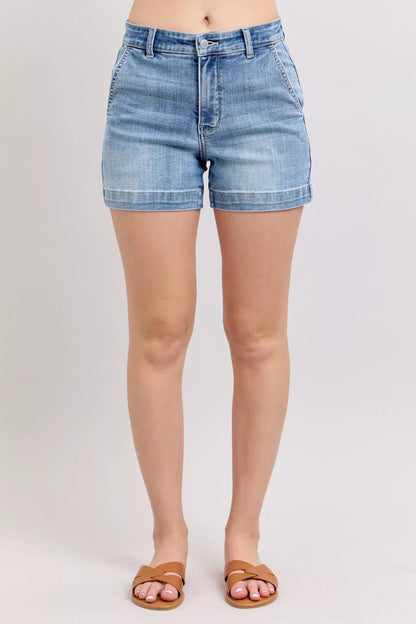 Judy Blue Mid Rise Denim Shorts - Blu Lotus Boutique