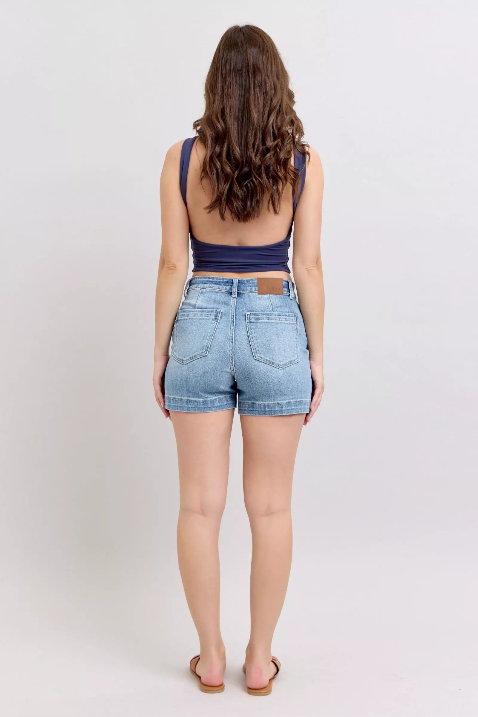 Judy Blue Mid Rise Denim Shorts - Blu Lotus Boutique