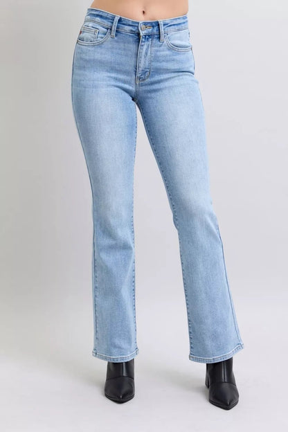 Judy Blue Mid Rise Thermal Bootcut Jeans - Blu Lotus Boutique