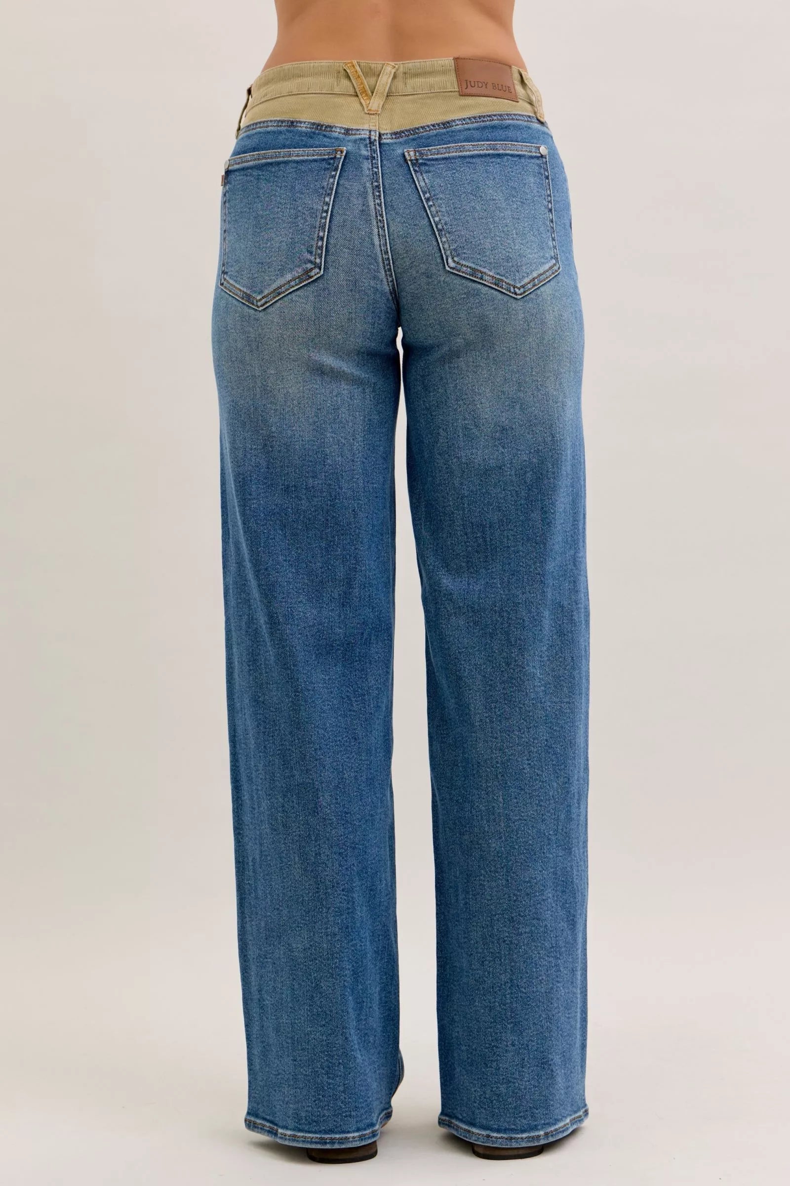 Judy Blue MR Column Straight Jeans with Corduroy Waist - Blu Lotus Boutique