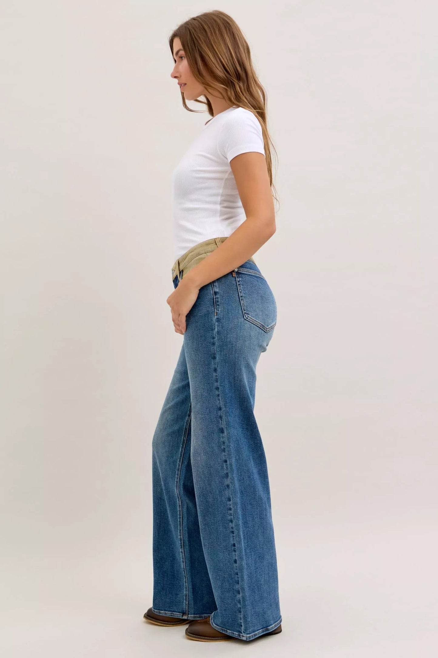 Judy Blue MR Column Straight Jeans with Corduroy Waist - Blu Lotus Boutique
