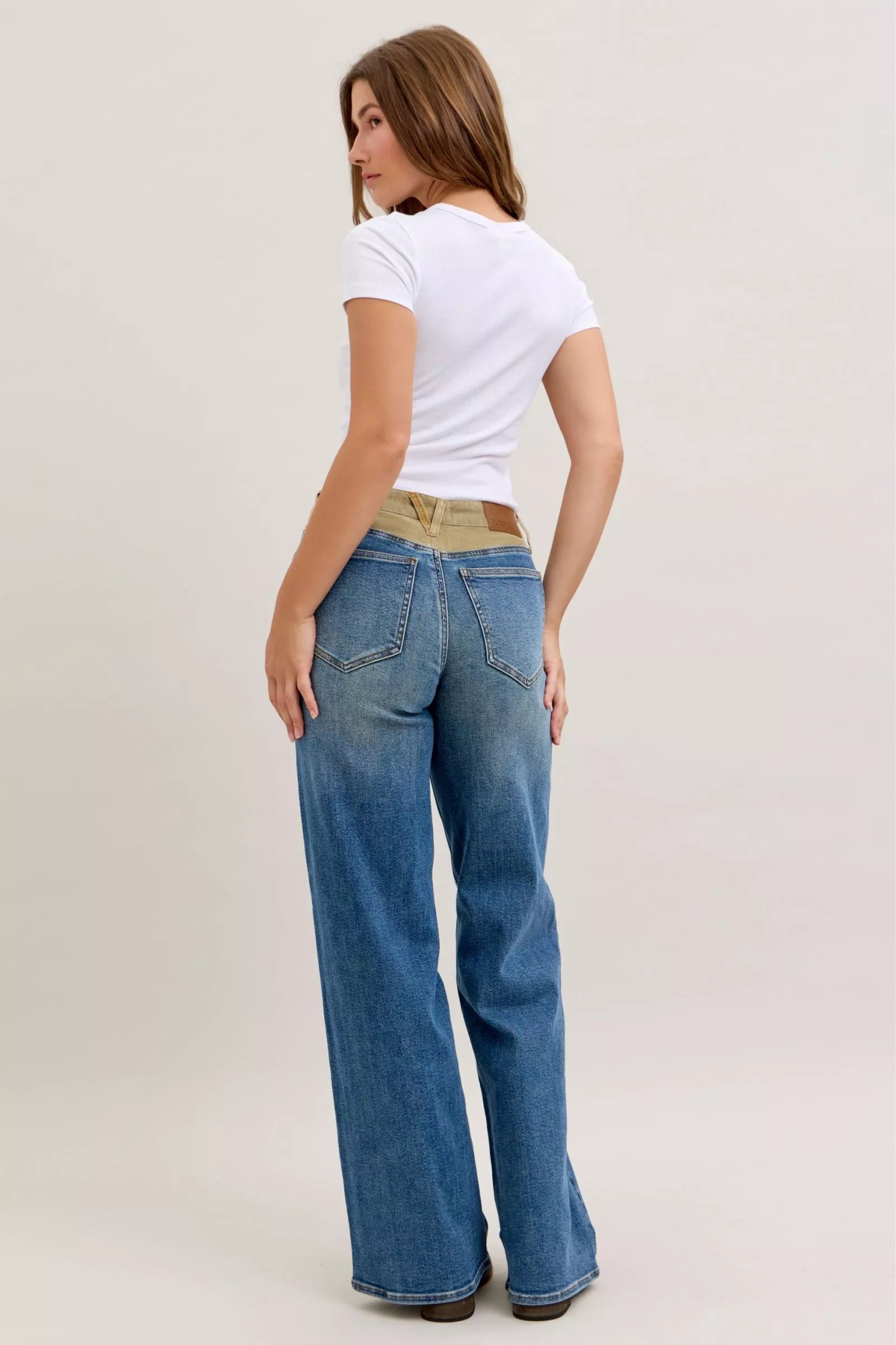 Judy Blue MR Column Straight Jeans with Corduroy Waist - Blu Lotus Boutique