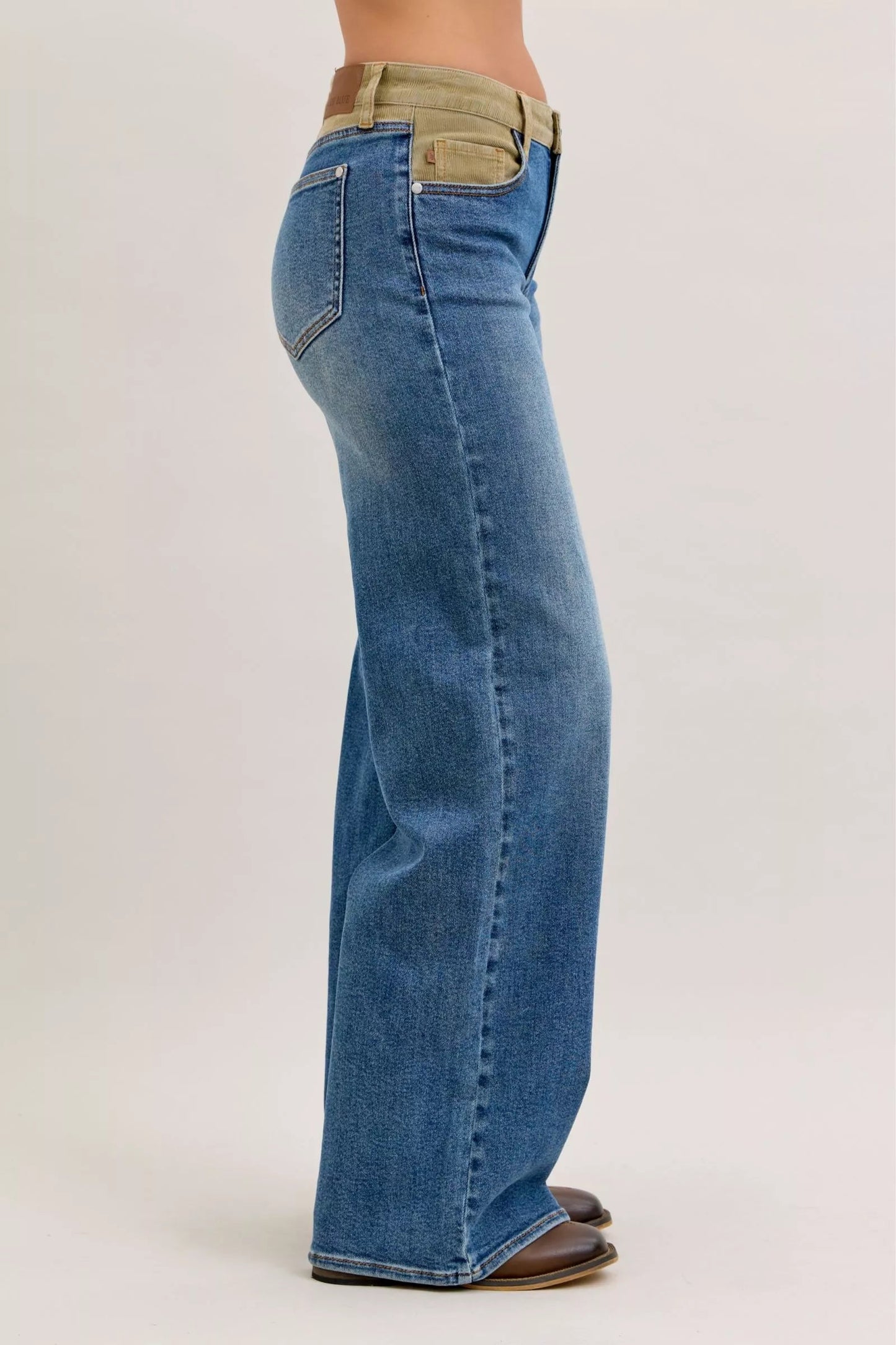 Judy Blue MR Column Straight Jeans with Corduroy Waist - Blu Lotus Boutique