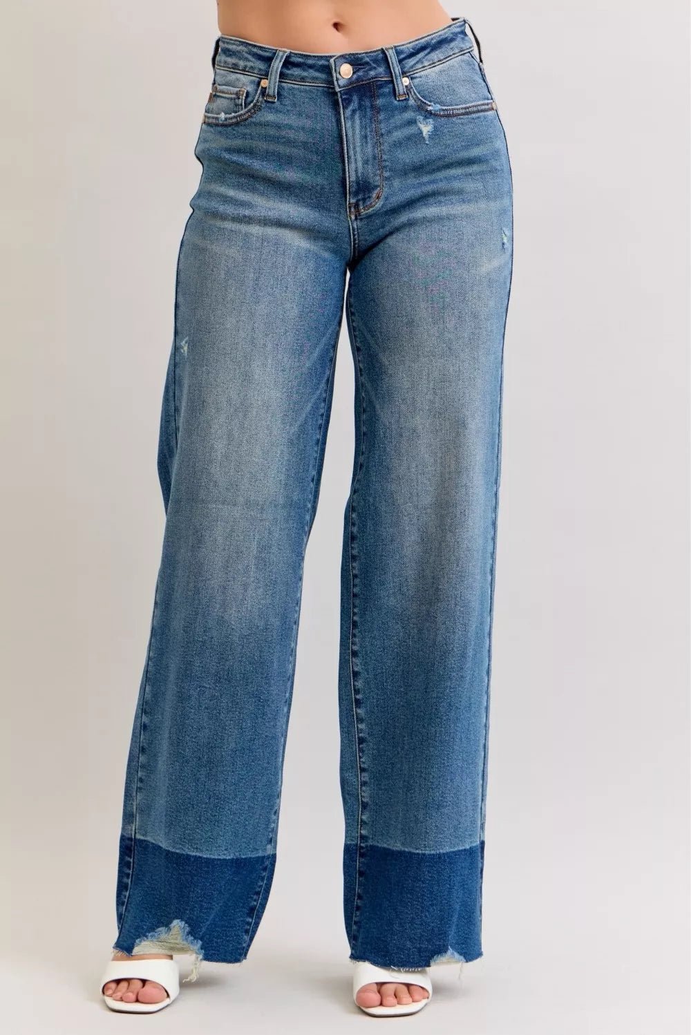 Judy Blue Raw Hem High Waist Column Straight Jeans - Blu Lotus Boutique