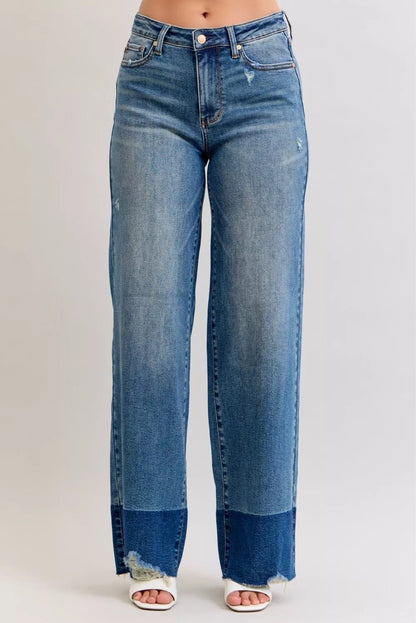 Judy Blue Raw Hem High Waist Column Straight Jeans - Blu Lotus Boutique