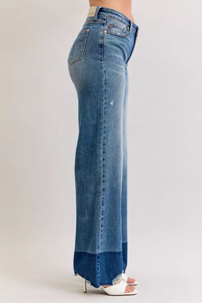 Judy Blue Raw Hem High Waist Column Straight Jeans - Blu Lotus Boutique