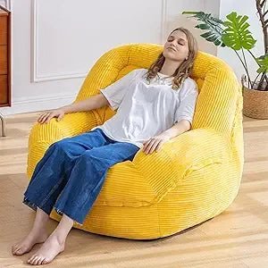 Jumbo Corduroy Bean Bag Chair with Armrests - Plush Seating for Adults, Ideal for Relaxing - Blu Lotus Boutique