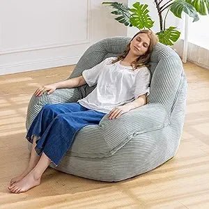 Jumbo Corduroy Bean Bag Chair with Armrests - Plush Seating for Adults, Ideal for Relaxing - Blu Lotus Boutique
