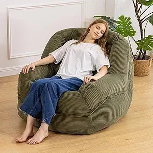 Jumbo Corduroy Bean Bag Chair with Armrests - Plush Seating for Adults, Ideal for Relaxing - Blu Lotus Boutique
