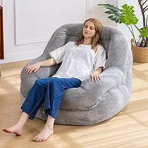 Jumbo Corduroy Bean Bag Chair with Armrests - Plush Seating for Adults, Ideal for Relaxing - Blu Lotus Boutique