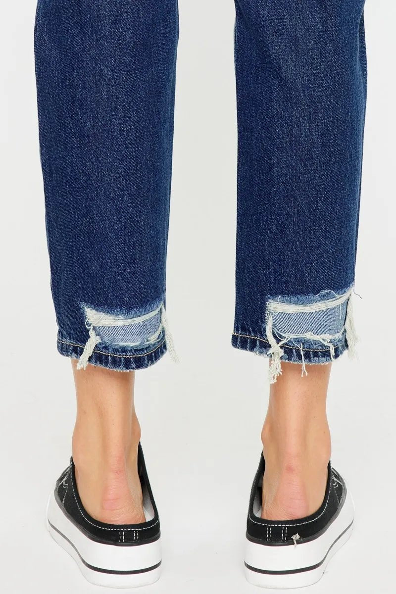 Kancan High Rise Distressed Mom Fit Jeans - Blu Lotus Boutique