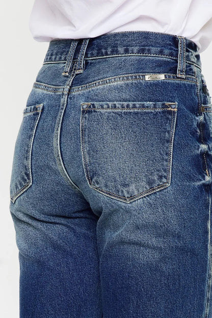 Kancan High Rise Distressed Mom Fit Jeans - Blu Lotus Boutique