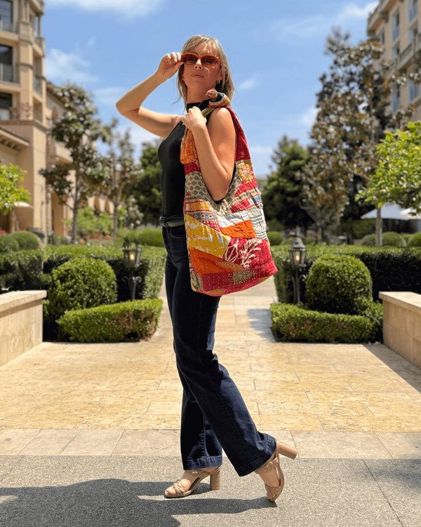 Kathmandu Collection Kantha Patchwork Hobo Bag - Blu Lotus Boutique