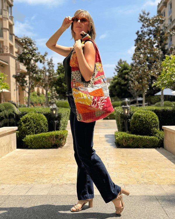 Kathmandu Collection Kantha Patchwork Hobo Bag - Blu Lotus Boutique