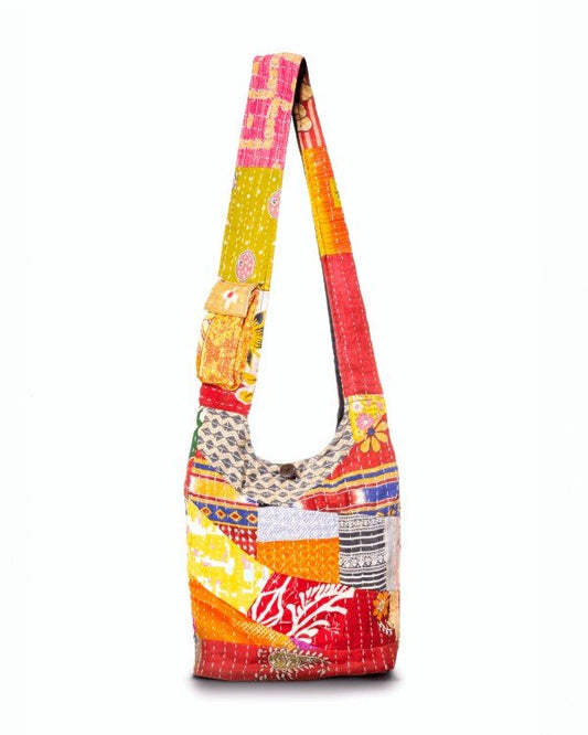 Kathmandu Collection Kantha Patchwork Hobo Bag - Blu Lotus Boutique