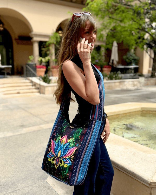 Kathmandu Collection Lotus Handmade Hobo Bag - Blu Lotus Boutique