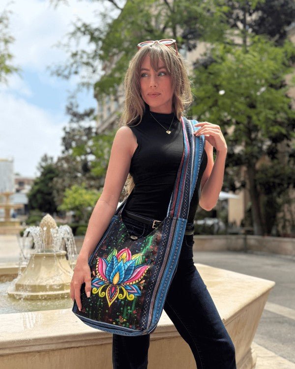 Kathmandu Collection Lotus Handmade Hobo Bag - Blu Lotus Boutique