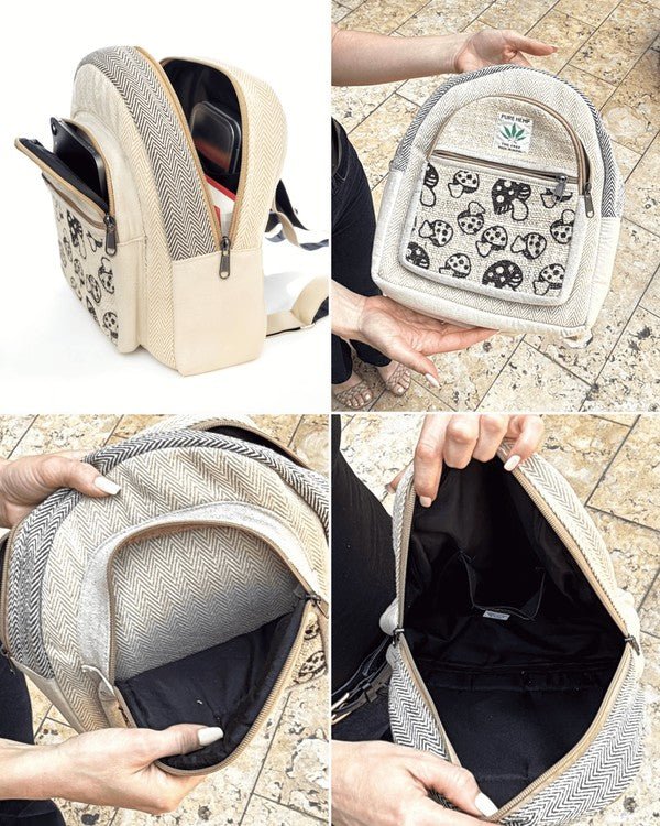 Kathmandu Collection Mini Hemp Mushroom Backpack - Blu Lotus Boutique