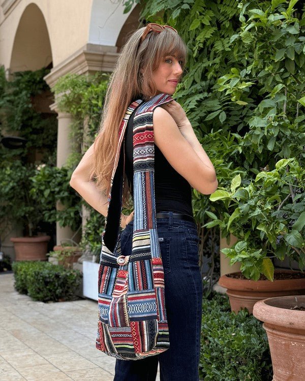 Kathmandu Collection Patchwork Striped Hobo Bag - Blu Lotus Boutique