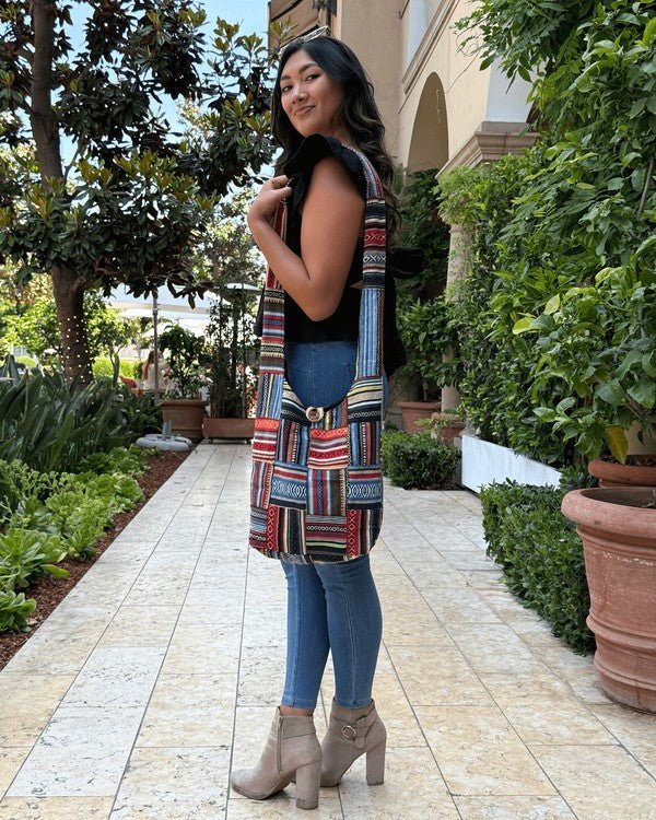 Kathmandu Collection Patchwork Striped Hobo Bag - Blu Lotus Boutique