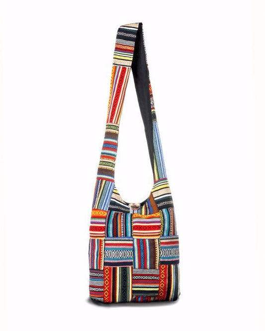 Kathmandu Collection Patchwork Striped Hobo Bag - Blu Lotus Boutique