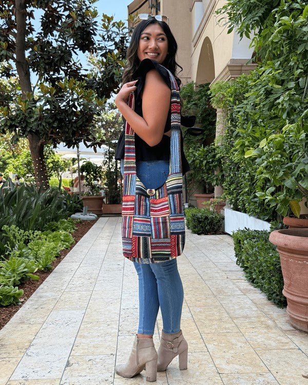 Kathmandu Collection Patchwork Striped Hobo Bag - Blu Lotus Boutique