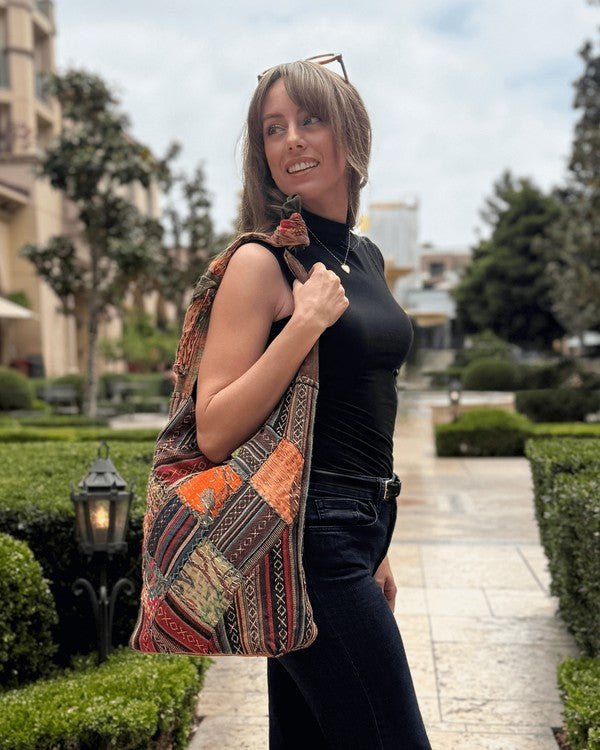 Kathmandu Collection Quilted Patchwork Hobo Bag - Blu Lotus Boutique