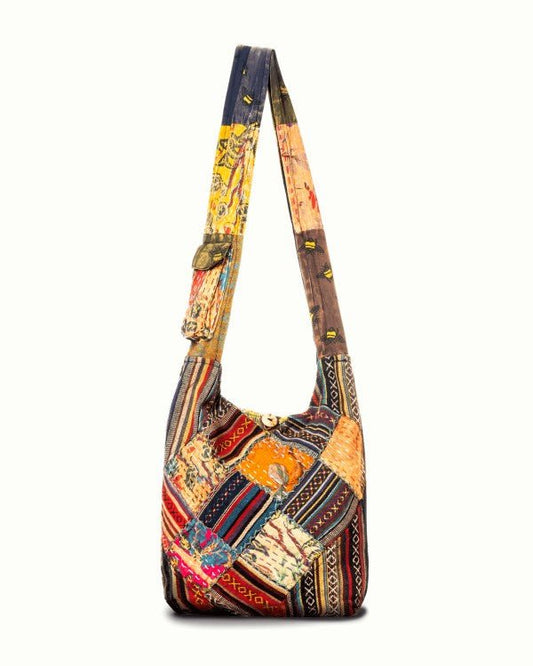 Kathmandu Collection Quilted Patchwork Hobo Bag - Blu Lotus Boutique