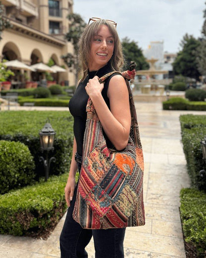 Kathmandu Collection Quilted Patchwork Hobo Bag - Blu Lotus Boutique
