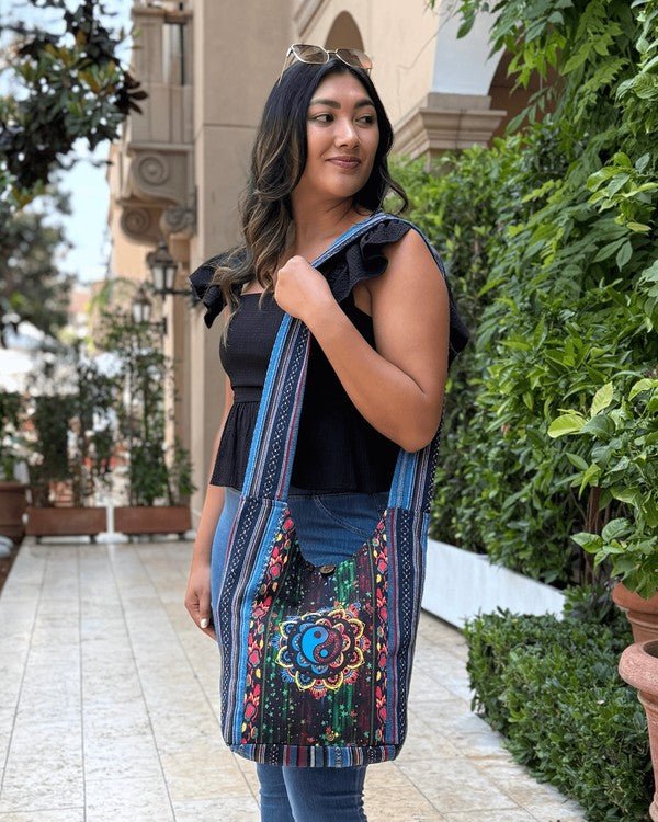 Kathmandu Collection Yin Yang Print Hobo Bag - Blu Lotus Boutique